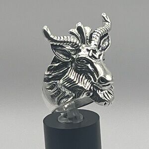 Brand New Silver Goat Head Ring